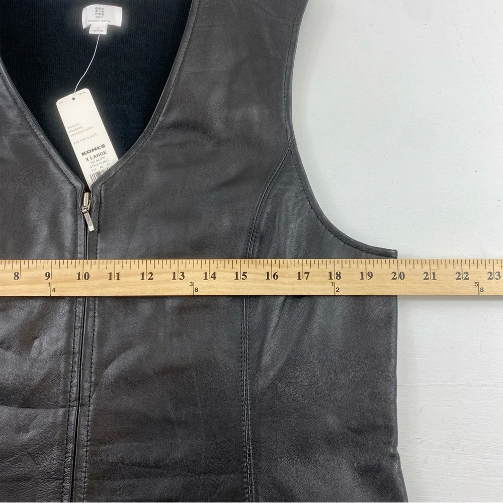 Apt. 9 Women’s Black Lambskin Leather Full‎ Zip Vest Sz XL